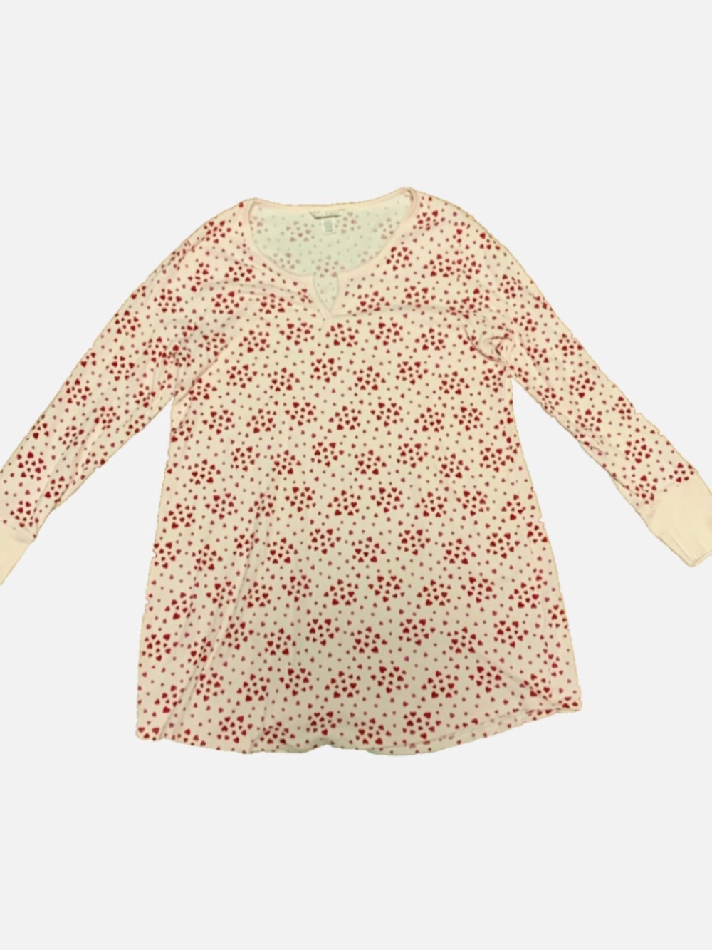 Victoria's Secret Thermal Sleepshirt Pink Mini Red Hearts Women's Size XL